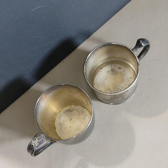 Rockford EPNS 526 1847 Roger Bros Monogram E Silver Soldered Nursery Cup Vintage - Picture 2 of 12